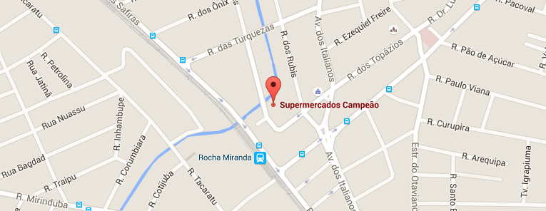 Selo local mapa loja Rocha Miranda Supermercados Campeão