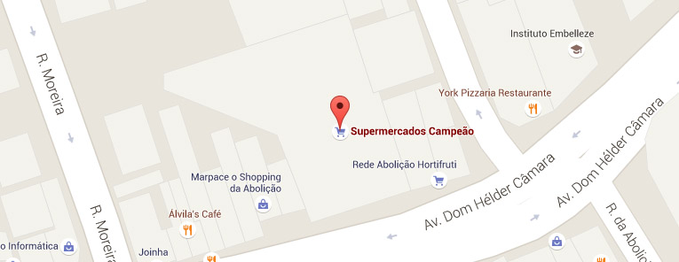 Selo local mapa loja Abolição Supermercados Campeão